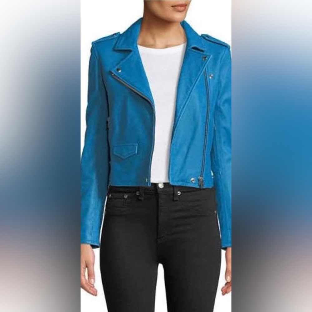 Turquoise IRO jacket, excellent condition size 38 (fits like a 4).